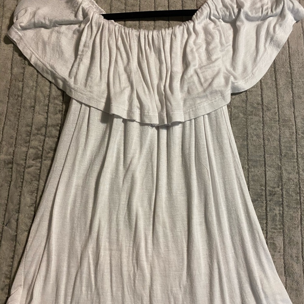white flowy off the shoulder top